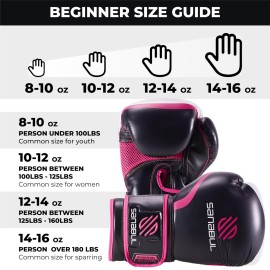 Sanabul Essential Gel Boxing Gloves for Men & Women, Kickboxing MMA, Muay Thai Gloves and Heavy Bag Training Punching & Sparring, Black/Pink 8 oz Sanabul Essential Gel Boxing Gloves for Men & Women, Kickboxing MMA, Muay Thai Gloves and Heavy Bag Training Punching & Sparring, Black/Pink 8 oz
