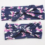 AKOAK 2 Pcs/set Mom And Kids Elastic Cloth Bowknot Headband Boho Turban Headband Top Knotted Rabbit Ears Elastic Bowknot Matching Headband (purple)
