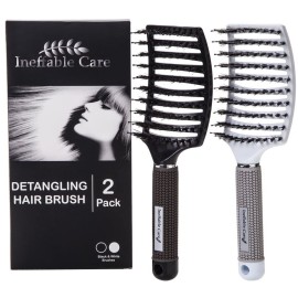 Boar Bristle Hair Brush set - Curved and Vented for Wet and Dry Detangling Hair Brush for Women Long, Thick, Thin, Curly & Tangled Hair Vent Brush - Stocking Stuffers Gift kit