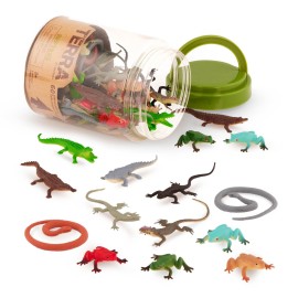 Terra by Battat - 60 Pieces Lizard Animal Tube - Realistic Plastic Reptile & Amphibian Figurines - Frog, Alligator, Snake & More - Educational Toys for Kids & Toddlers, 3+ Years