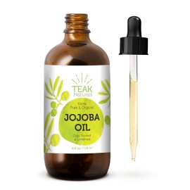 Teak Naturals Cold Pressed Organic Jojoba Oil Natural Unrefined Pure Jojoba Oil Moisturizer for Skin Hair and Nails - 4 Ounces Teak Naturals Cold Pressed Organic Jojoba Oil Natural Unrefined Pure Jojoba Oil Moisturizer for Skin Hair and Nails - 4 Ounces