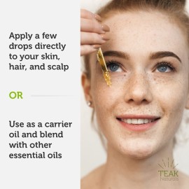 Teak Naturals Cold Pressed Organic Jojoba Oil Natural Unrefined Pure Jojoba Oil Moisturizer for Skin Hair and Nails - 4 Ounces Teak Naturals Cold Pressed Organic Jojoba Oil Natural Unrefined Pure Jojoba Oil Moisturizer for Skin Hair and Nails - 4 Ounces