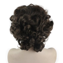 Mxangel Heat Resistant Synthetic Lace Front Natural Short Curly Wig Brown