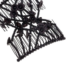 LOVEF Fashion Jewelry Hand-Beaded Wild Magic Hair Comb Hair Accessories Hair Beauty Decoration (Black)