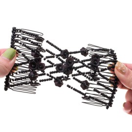 LOVEF Fashion Jewelry Hand-Beaded Wild Magic Hair Comb Hair Accessories Hair Beauty Decoration (Black)