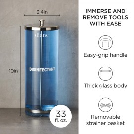 Diane Glass Disinfectant Jar for Sterilizing Hair Salon Shears, Combs, Barber Cleaning Supplies, Clippers, and Nail Tools - Large - 10 Tall x 3.4 Wide - 33 Fl Oz Capacity