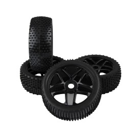 4PCS RC Car Tires RC 1/8 Off-Road Car Buggy Rubber Tyre Tires & Wheel Rim 17mm Hex Wheels and Tires Black Have Foam Inserts