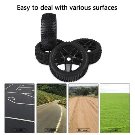 4PCS RC Car Tires RC 1/8 Off-Road Car Buggy Rubber Tyre Tires & Wheel Rim 17mm Hex Wheels and Tires Black Have Foam Inserts
