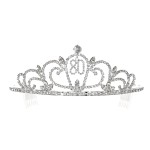 SAMKY Rhinestone Crystal Birthday Tiara Crown 15/16/18/21/30/40/50/60/70/80th - 80th T1193
