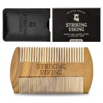 Striking Viking Sandalwood Beard and Mustache Comb Set - Pocket-Sized Wooden Comb with Fine and Coarse Teeth, Case Included - Perfect for Balms and Oils