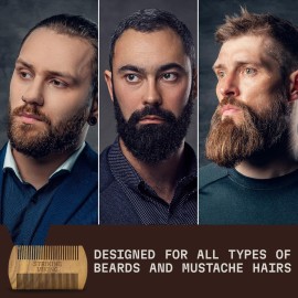 Striking Viking Sandalwood Beard and Mustache Comb Set - Pocket-Sized Wooden Comb with Fine and Coarse Teeth, Case Included - Perfect for Balms and Oils