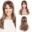 S-noilite Long Layer Straight Wigs with Bangs Women Natural Ombre Heat Resistant Synthetic Hair Full Head Wig Cosplay Party Costume 15inch Light Brown Blonde Mix