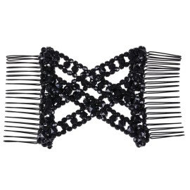 Lovef Easy Magic Hair Beauty Decoration Comb Pearl Stretchy Beaded Hairpin Bow Double Combs Lady in Assorted Color (Black) Lovef Easy Magic Hair Beauty Decoration Comb Pearl Stretchy Beaded Hairpin Bow Double Combs Lady in Assorted Color (Black)