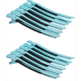 AKOAK 12 Pcs/Pack Professional Hairdressing Salon Hair Styling Stainless Steel Hairdressing Duck Bill Alligator Clips Fashion Styling ToolsBlue