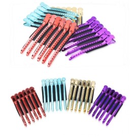 AKOAK 12 Pcs/Pack Professional Hairdressing Salon Hair Styling Stainless Steel Hairdressing Duck Bill Alligator Clips Fashion Styling ToolsBlue