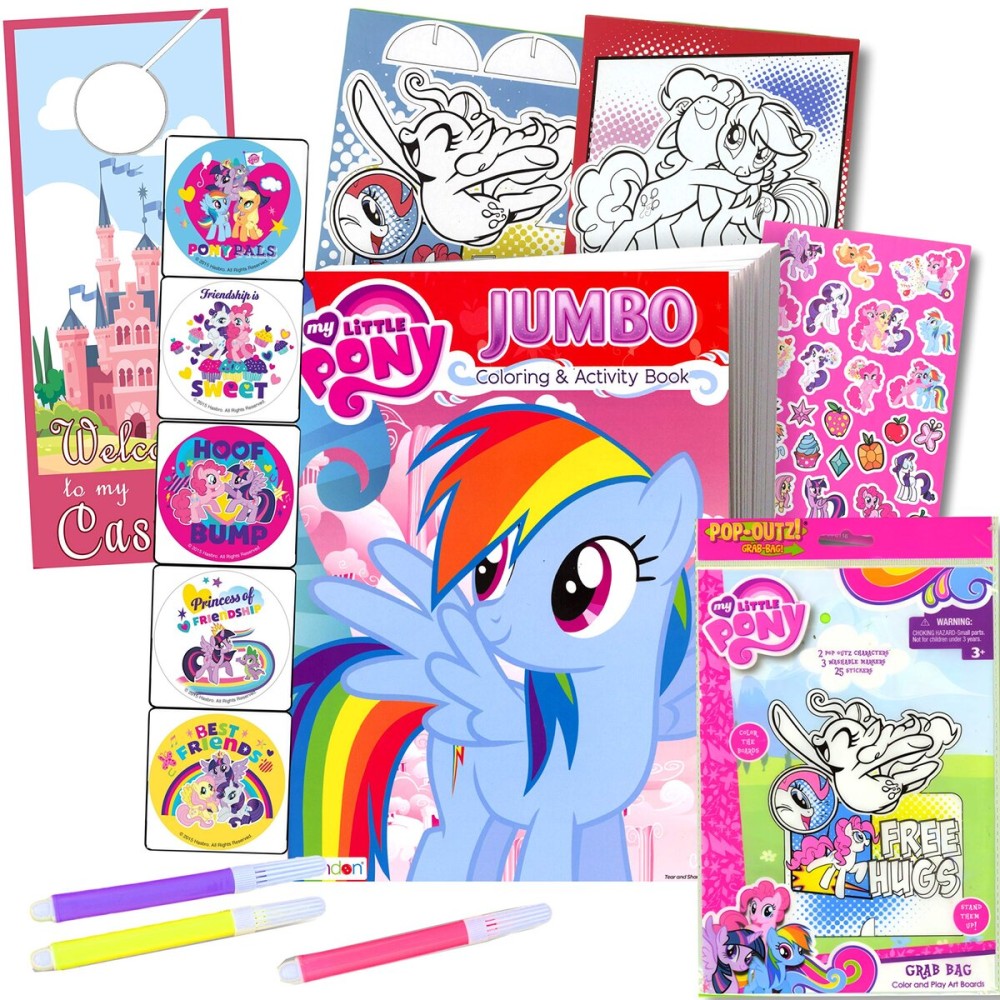 My Little Pony Coloring Book with Take-N-Play Set - 96-Page Coloring Book, My Little Pony Stickers, and Markers