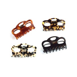 Wardani large Jaw Clip, eyelets French tortoiseshell from acetate cellulose handmade in France (White Tokyo)