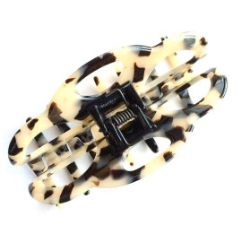 Wardani large Jaw Clip, eyelets French tortoiseshell from acetate cellulose handmade in France (White Tokyo)