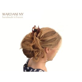 Wardani large Jaw Clip, eyelets French tortoiseshell from acetate cellulose handmade in France (White Tokyo)