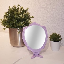 Embossed Butterfly Handheld Mirror with Folding Handle, Princess Style Girls Mirror with Handle, Purple