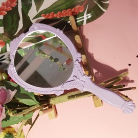 Embossed Butterfly Handheld Mirror with Folding Handle, Princess Style Girls Mirror with Handle, Purple