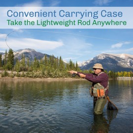 Fly Fishing Rod and Reel Combo - Including Carrying Case, Flies, and Fishing Line - Charter Series Gear and Accessories by Wakeman (Black)