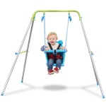Sportspower My 1st Toddler Swing - Heavy-Duty Baby Indoor/Outdoor Swing Set with Safety Harness, Blue, 52L x 55W x 47H