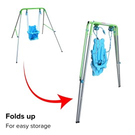 Sportspower My 1st Toddler Swing - Heavy-Duty Baby Indoor/Outdoor Swing Set with Safety Harness, Blue, 52L x 55W x 47H