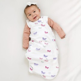 Woolino Merino Wool and Organic Cotton Baby Sleeping Bag - 4 Season Classic Sleep Sack - Two-Way Zipper Sleep Bag for Baby and Toddler - 18-36 Months - Butterfly