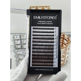 EMILYSTORES Lash Eyebrow Extensions Color Brown Thickness 0.10 mm Length 5/6/7/8MM Mixed Sizes One Tray EMILYSTORES Lash Eyebrow Extensions Color Brown Thickness 0.10 mm Length 5/6/7/8MM Mixed Sizes One Tray