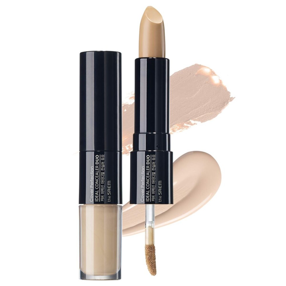 THESAEM Cover Perfection Ideal Concealer Duo (1 Clear Beige) | Dual Type Full Coverage Concealer, High Adherence High Pigmented, No Clumping in Wrinkles, Crease-Proof Concealer