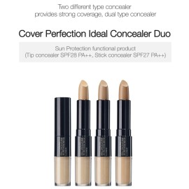 THESAEM Cover Perfection Ideal Concealer Duo (1 Clear Beige) | Dual Type Full Coverage Concealer, High Adherence High Pigmented, No Clumping in Wrinkles, Crease-Proof Concealer