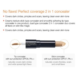 THESAEM Cover Perfection Ideal Concealer Duo (1 Clear Beige) | Dual Type Full Coverage Concealer, High Adherence High Pigmented, No Clumping in Wrinkles, Crease-Proof Concealer