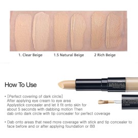 THESAEM Cover Perfection Ideal Concealer Duo (1 Clear Beige) | Dual Type Full Coverage Concealer, High Adherence High Pigmented, No Clumping in Wrinkles, Crease-Proof Concealer