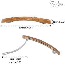 Parcelona French Long and Thin Large 4 Beige Brown Celluloid Automatic Hair Clip for Girls Strong Hold No Slip Grip Hair Claw Clips for Women, Made in France Parcelona French Long and Thin Large 4 Beige Brown Celluloid Automatic Hair Clip for Girls Strong Hold No Slip Grip Hair Claw Clips for Women, Made in France