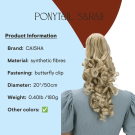 CAISHA 20 Hairpiece Ponytail Clip On Extension With Butterfly Claw Voluminous Wavy Blonde Mix HV2
