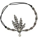 BABEYOND Art Deco 1920\'s Flapper Great Gatsby Inspired Leaf Medallion Pearl Headpiece Headband Black