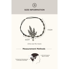 BABEYOND Art Deco 1920\'s Flapper Great Gatsby Inspired Leaf Medallion Pearl Headpiece Headband Black BABEYOND Art Deco 1920\'s Flapper Great Gatsby Inspired Leaf Medallion Pearl Headpiece Headband Black