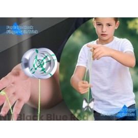 MAGICYOYO N11 Professional Unresponsive Yoyo N11 Dual Purpose Alloy Trick YoYo Ball with Bag, Glove, 12 Yoyo Strings and Responsive Bearing Kit -Silver Green