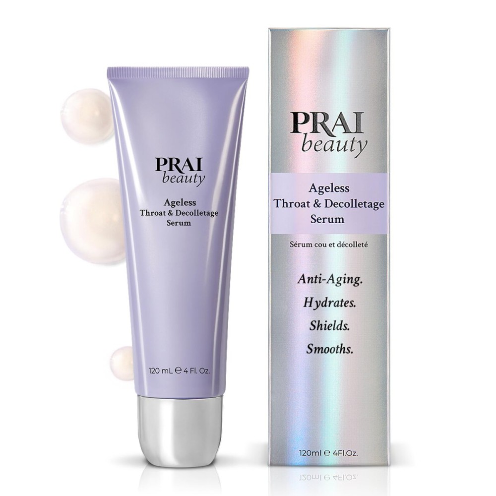 PRAI Beauty Ageless Throat & Decolletage Serum for Instantly Ageless Neck | Neck Firming and Tightening Serum | Anti-Aging Serum that Shields Skin from Damage and Improves Skin Tone + Colour | 4 Oz