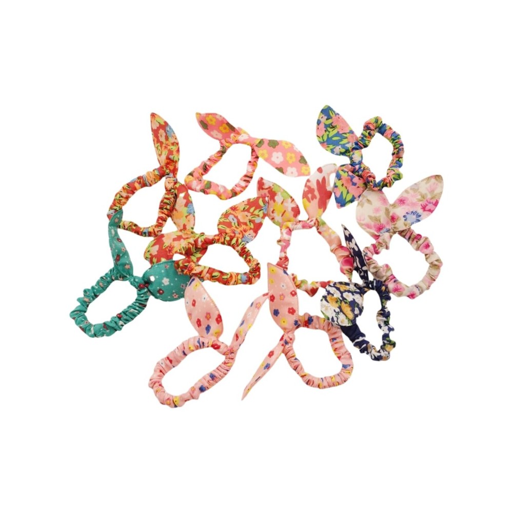 LOVEF Korean Style 10x Girls floral Rabbit Ear Hair Tie Bands Ropes Ponytail Holder