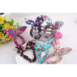LOVEF Korean Style 10x Girls floral Rabbit Ear Hair Tie Bands Ropes Ponytail Holder