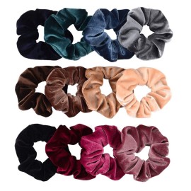 Lovef 7PCS Soft Elegant Velvet Hair Scrunchies Elastic Hair Bands Ties Donut Hair Ponytail Holder Hair Accessories