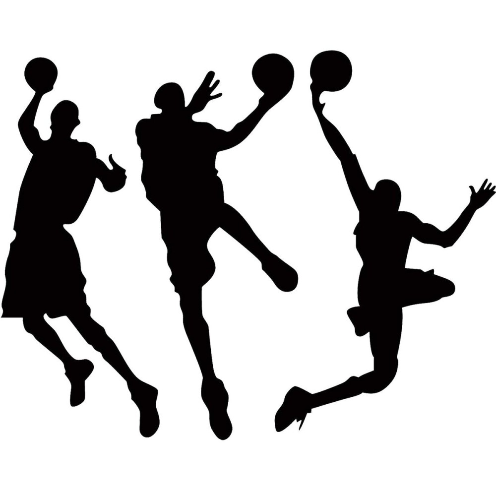 Amaonm 31.5 x 53.1 Removable DIY Vinyl Three Basketball Players Slam Dunk Silhouette Wall Decals Spoting Basketball Duck Layup Sporter Wall Sticker for Kids Room Boys Bedroom Classroom