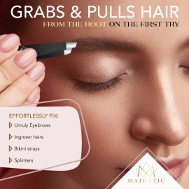 Majestic Bombay Slant Tweezers for Women and Men - Splinter Ticks, Facial, Eyebrows and Ingrown Hair Removal-Sharp, Needle Nose, Surgical Tweezers Precision best tweezers for chin hair and Plucking