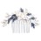 EVER FAITH Wedding Hair Accessories Austrian Crystal Simulated Pearl Floral Leaf Branch Bridal Side Comb Blue for Bride Silver-Tone