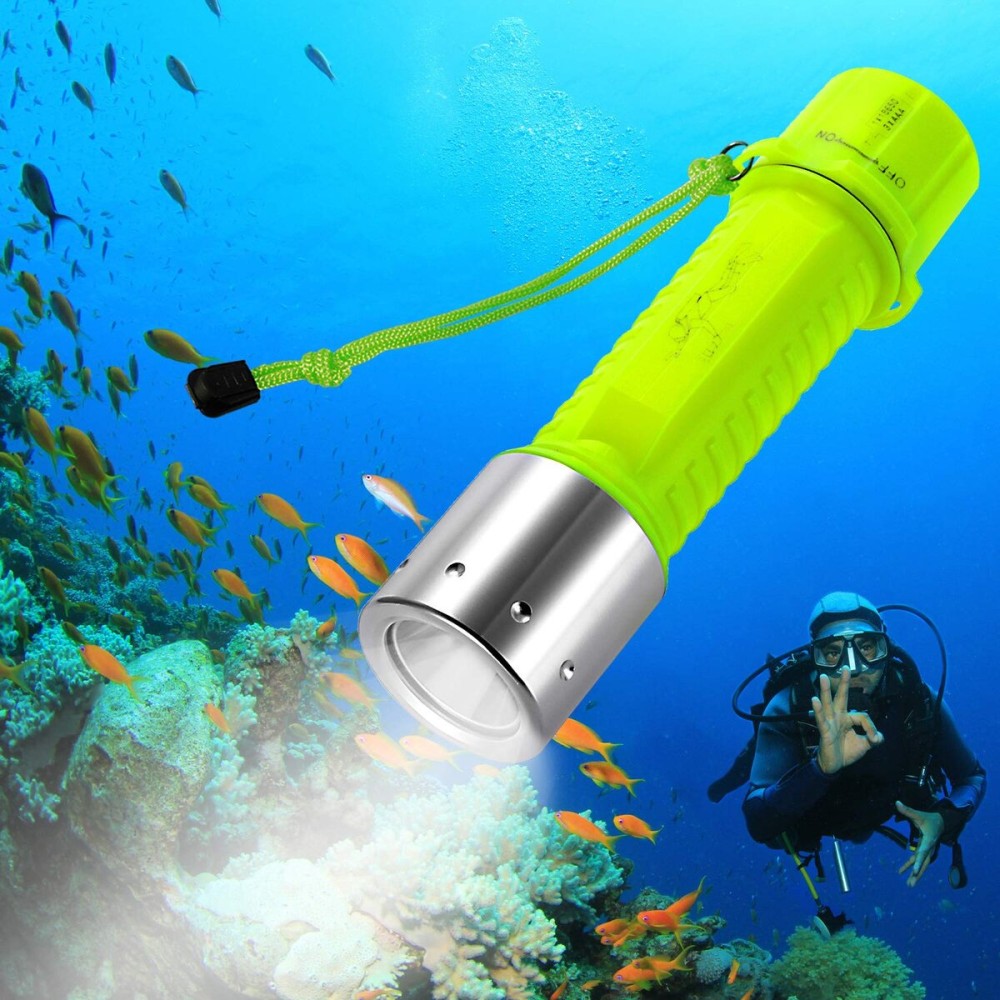 BlueFire Professional 1100 Lumen Diving Flashlight Bright Submarine Light Scuba Safety Lights Waterproof Underwater Torch for Outdoor Under Water Sports (Green (1-Pack))