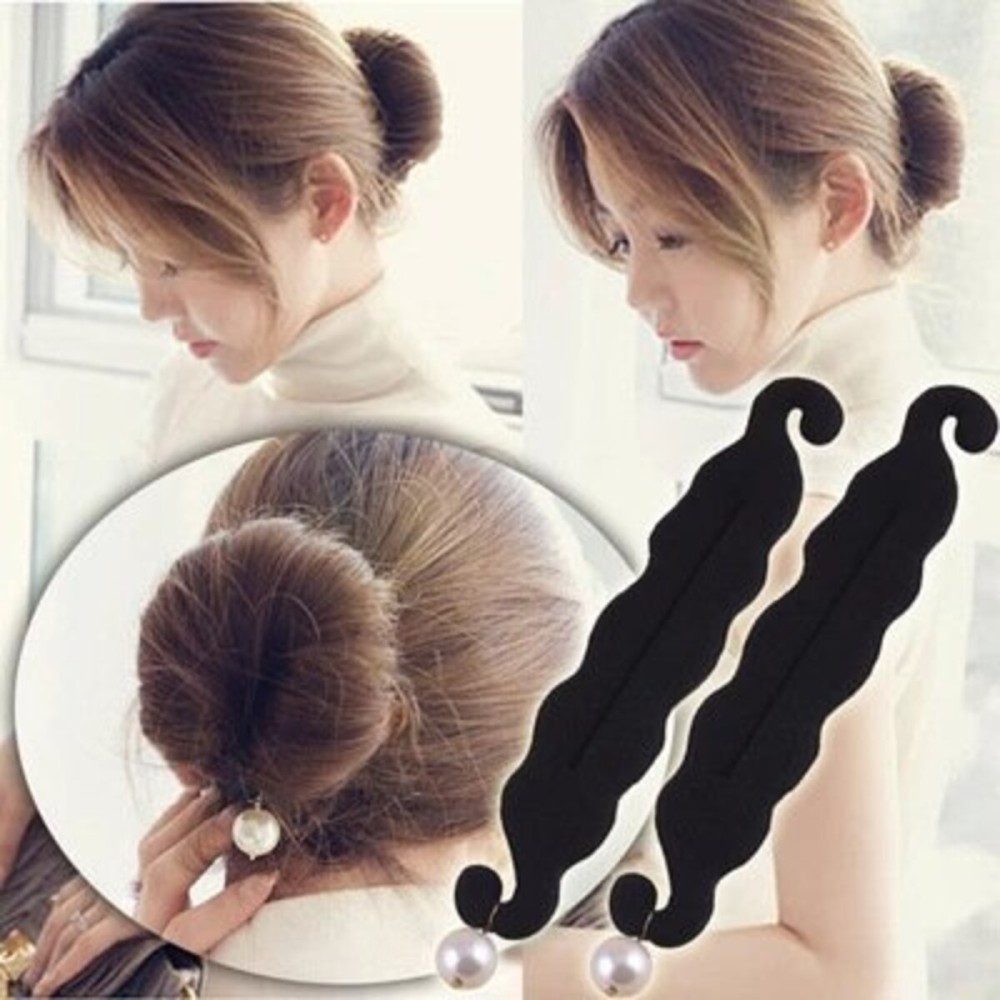 AKOAK 2 Pcs Elegant Pearl Twist Bun Clip Hook Holder Foam Sponge Donut Ponytail Hairstyle Styling Tool Accessories AKOAK 2 Pcs Elegant Pearl Twist Bun Clip Hook Holder Foam Sponge Donut Ponytail Hairstyle Styling Tool Accessories