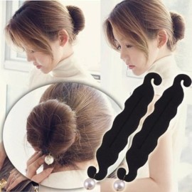AKOAK 2 Pcs Elegant Pearl Twist Bun Clip Hook Holder Foam Sponge Donut Ponytail Hairstyle Styling Tool Accessories