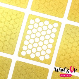 Whats Up Nails - Honeycomb Nail Vinyl Stencils for Nail Art Design (1 Sheet, 12 Stencils)